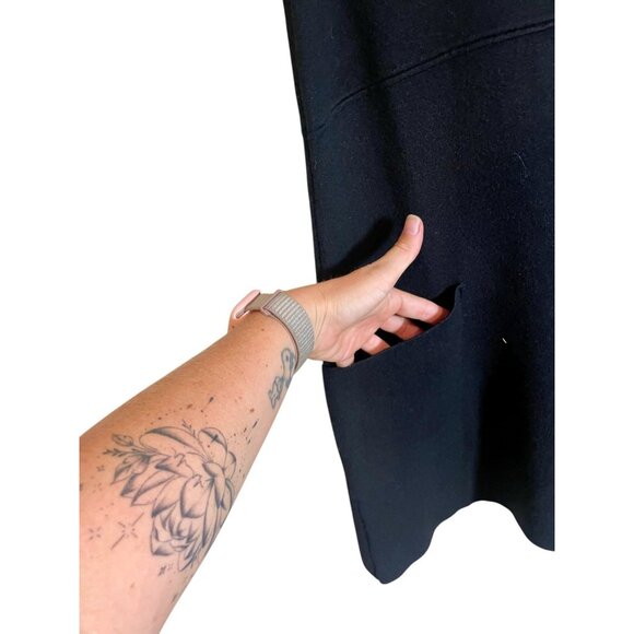 ZARA Sleeveless Knit Mini Dress Womens Size L Black Scoop Neck Front Pockets - Picture 3 of 8